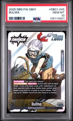 2025 DRAGON BALL SUPER CARD GAME FUSION WORLD MANGA BOOSTER 01 BULMA PSA 10 - Image 1