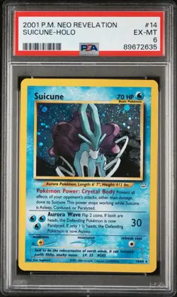 Pokemon TCG Suicune Holo Rare Card Neo Revelation 14/64 PSA 6 - Image 1