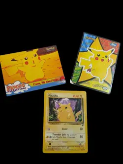 Pikachu Pokemon TCG Base Set 2 87/130 + 2 Card Topps In Bonus. / Vtg / Rare- - Image 1