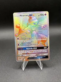 Pokemon Mewtwo GX Full Art Rainbow Secret Rare Card Shining Legends NM - Image 1