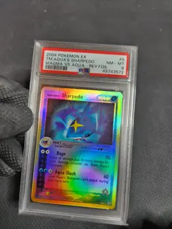 2004 Pokemon ex Magma Aqua Team Aqua's Sharpedo Reverse Holo Card 5 Grade PSA 8 - Image 2