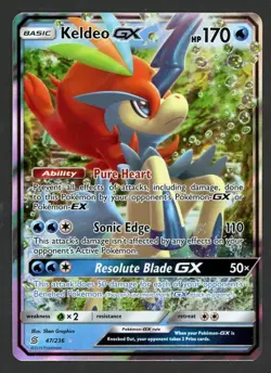 Keldeo GX - 47/236 - Pokemon Unified Minds Sun & Moon Ultra Rare Card - LP+ - Image 1