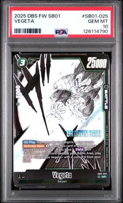 2025 DRAGON BALL SUPER CARD GAME FUSION WORLD MANGA BOOSTER 01 VEGETA PSA 10 - Image 1