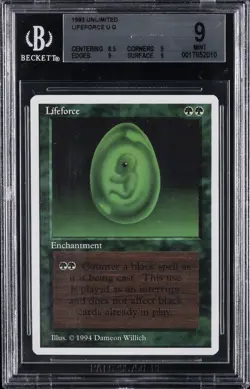 1993 MAGIC: THE GATHERING UNLIMITED U G LIFEFORCE BGS 9 - Image 1