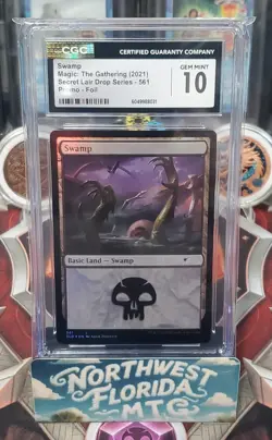 MTG Graded - CGC Gem Mint 10 - Secret Lair Bonus Insert (2021) - Swamp (Foil) - Image 1