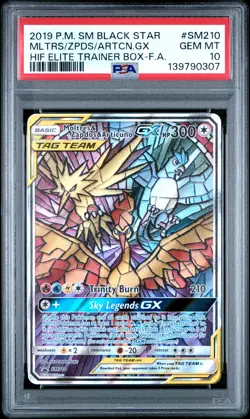 2019 POKEMON SM BLACK STAR PROMO FULL ART/MOLTRES & ZAPDOS & ARTICUNO GX PSA 10 - Image 1