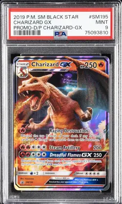 2019 POKEMON SM BLACK STAR PROMO #SM195 CHARIZARD GX PSA 9 - Image 1