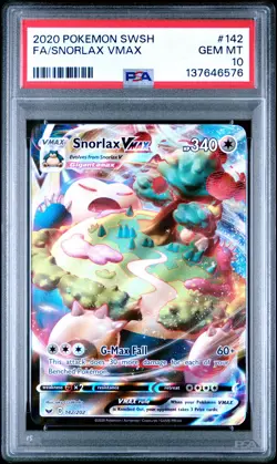 2020 POKEMON SWORD & SHIELD #142 FULL ART/SNORLAX VMAX PSA 10 - Image 1