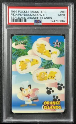 PIKA PSYDUCK MEOWTH PSA 9 1999 POCKET MONSTERS POKEMON 8 SEALDASS ORANGE ISLANDS - Image 1