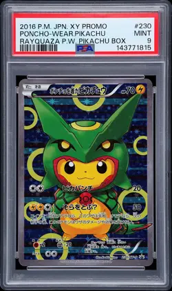 2016 POKEMON JAPANESE XY PROMO #230 PONCHO-WEARING PIKACHU PSA 9 - Image 1