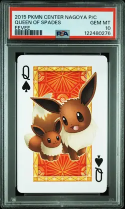 2013 POKEMON CENTER NAGOYA PLAYING CARDS EEVEE QUEEN OF SPADES PSA 10 - Image 1