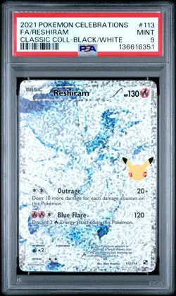 2021 POKEMON CELEBRATIONS CLASSIC COLLECTION #113 FULL ART/RESHIRAM PSA 9 - Image 1