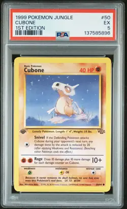 1999 POKEMON JUNGLE 1ST EDITION #50 CUBONE PSA 5 - Image 1