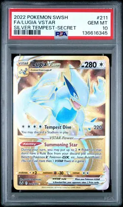 2022 POKEMON SWORD & SHIELD SILVER TEMPEST SECRET FULL ART/LUGIA VSTAR PSA 10 - Image 1