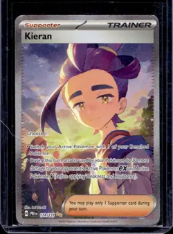 2025 Pokemon SV Prismatic Evolutions Kieran Special Illustration Rare #174/131 - Image 1