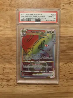 2022 POKEMON LOST ORIGIN #202/196 HISUIAN GOODRA VSTAR SECRET RARE FA PSA 10 - Image 1