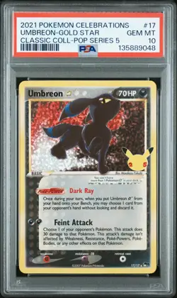 2021 POKEMON CELEBRATIONS CLASSIC COLLECTION #17 UMBREON-GOLD STAR PSA 10 - Image 1