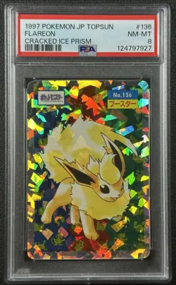 FLAREON PSA 8 1997 POKEMON JAPANESE TOPSUN #136 CRACKED ICE PRISM RARE 7927 - Image 1