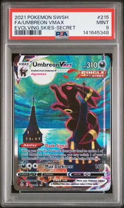 2021 POKEMON SWORD & SHIELD EVOLVING SKIES SECRET FULL ART/UMBREON VMAX PSA 9 - Image 1