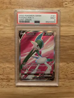 Gallade V 181/196 Ultra Rare Pokemon TCG Lost Origin Graded PSA 9 Mint - Image 1