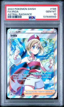 2022 POKEMON SWORD & SHIELD ASTRAL RADIANCE #186 FULL ART/IRIDA PSA 10 - Image 1