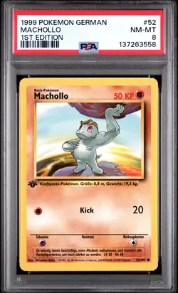 1999 POKEMON GERMAN 1ST EDITION #52 MACHOLLO PSA 8 - Image 1