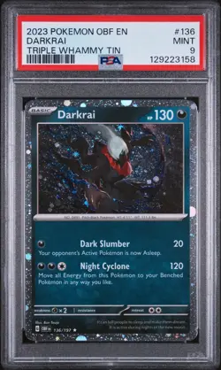 2023 POKEMON OBF EN-OBSIDIAN FLAMES TRIPLE WHAMMY TIN #136 DARKRAI PSA 9 - Image 1