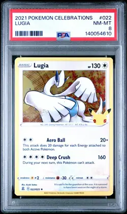 2021 POKEMON CELEBRATIONS #022 LUGIA PSA 8 - Image 1