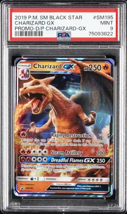 2019 POKEMON SM BLACK STAR PROMO #SM195 CHARIZARD GX PSA 9 - Image 1
