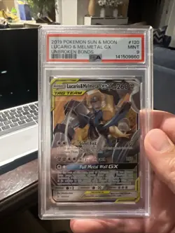 2019 Pokemon Lucario & Melmetal GX Unbroken Bonds PSA 9 Mint - Image 1