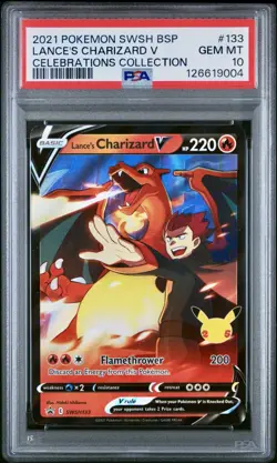 2021 POKEMON BLACK STAR PROMO CELEBRATIONS #133 LANCE'S CHARIZARD V PSA 10 - Image 1