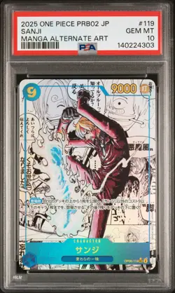 2025 ONE PIECE PREMIUM BOOSTER MANGA ALTERNATE ART #119 SANJI PSA 10 - Image 1