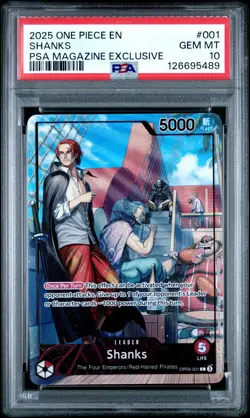 2025 ONE PIECE PROMOS PSA MAGAZINE EXCLUSIVE #001 SHANKS PSA 10 - Image 1