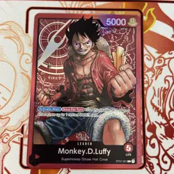 One Piece English Monkey.D.Luffy ST01-001 Leader Foil - Heavily Played - Image 1