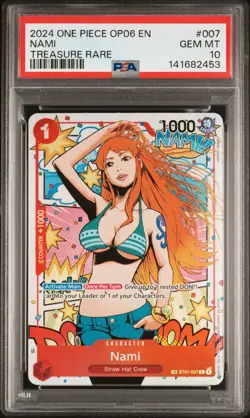 2024 ONE PIECE OP06-WINGS OF THE CAPTAIN TREASURE RARE #007 NAMI PSA 10 - Image 1