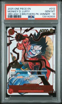 2025 ONE PIECE 3RD ANV TOURNAMENT 3 BROTHERS PACK WINNER MONKEY D. LUFFY PSA 10 - Image 1