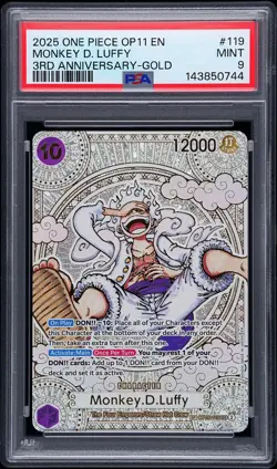 2025 ONE PIECE OP11-DIVINE SPEED 3RD ANNIVERSARY-GOLD MONKEY D. LUFFY PSA 9 - Image 1