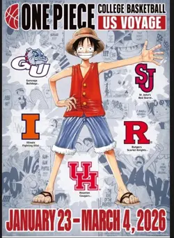 One Piece Monkey D. Luffy US College Basketball Promo Card RUTGERS 1/23 PRESALE - Image 1