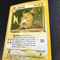 Pokemon TCG Raichu Fossil Holo Card 14/62 Unlimited Rare MP - Image 1