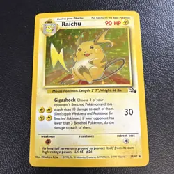 Pokemon TCG Raichu Fossil Holo Card 14/62 Unlimited Rare MP - Image 2