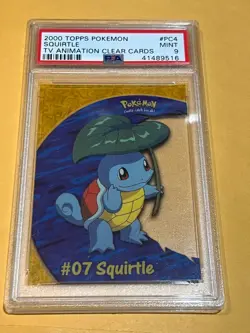 2000 TOPPS POKEMON TV ANIMATION CLEAR CARDS - SQUIRTLE PC4 - PSA 9 - Image 1