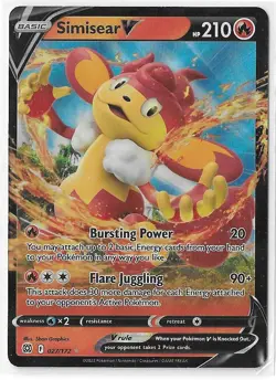 Simisear V - 027/172 - Pokemon Brilliant Stars Sword & Shield Ultra Rare Card NM - Image 1