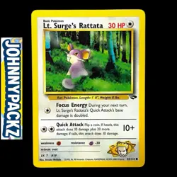Pokemon TCG - Lt. Surge's Rattata 85/132 Rare Vintage Card - Gym Challenge (NM) - Image 1