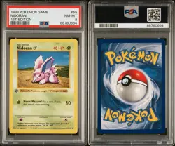 PSA 8 - Pokemon Card - Base 55/102 - NIDORAN (common) 1st Edition - NM-MT Crack - Image 3