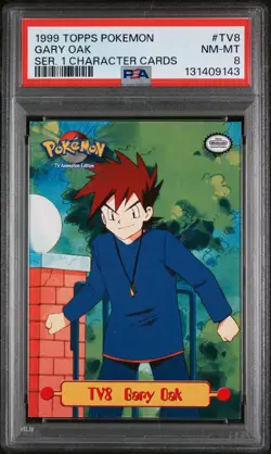 1999 TOPPS POKEMON SER 1 CHARACTER CARDS #TV8 GARY OAK PSA 8 - Image 1