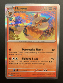 Pokemon Card - Flareon Scarlet & Violet 151 136/165 Rare - Image 1