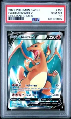 Charizard v Full Art Ultra Rare Card SWSH Brilliant Stars 153/172 PSA 10 - Image 1