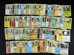 100+ Pokemon Card Lot W/ Mimikyu Tin, Coins, Dice - Image 3