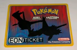 EON TICKET Pokemon Ruby & Sapphire E-Reader Card GBA RARE AUTHENTIC Minty Cond. - Image 1