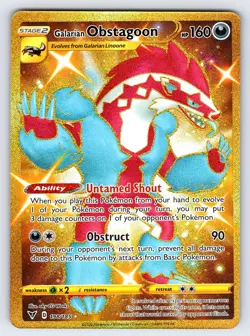 Galarian Obstagoon 198/185 Vivid Voltage Pokemon Card Full Art Gold Secret Rare - Image 1